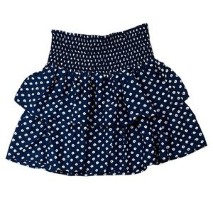 Vineyard Vines Navy Tiered Mini Skirt Stingray Print EUC Sz Medium M Elastic